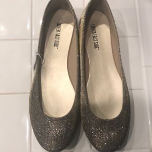 metallic silver flats